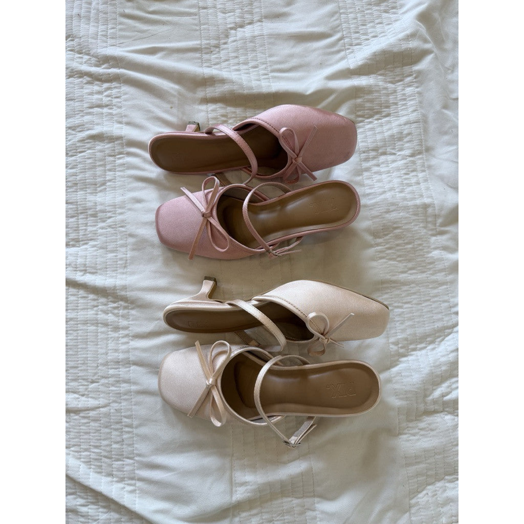 Cerise Bow Kitten Heel