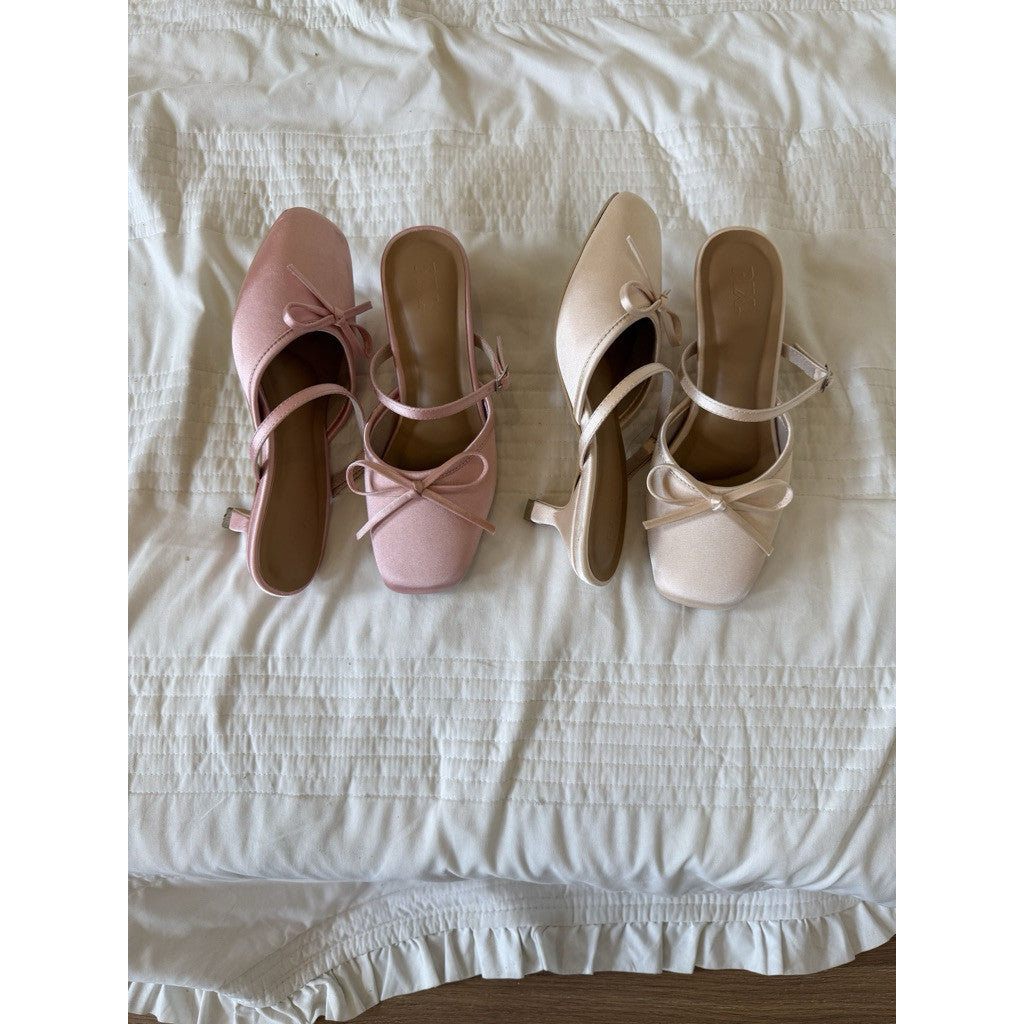 Cerise Bow Kitten Heel