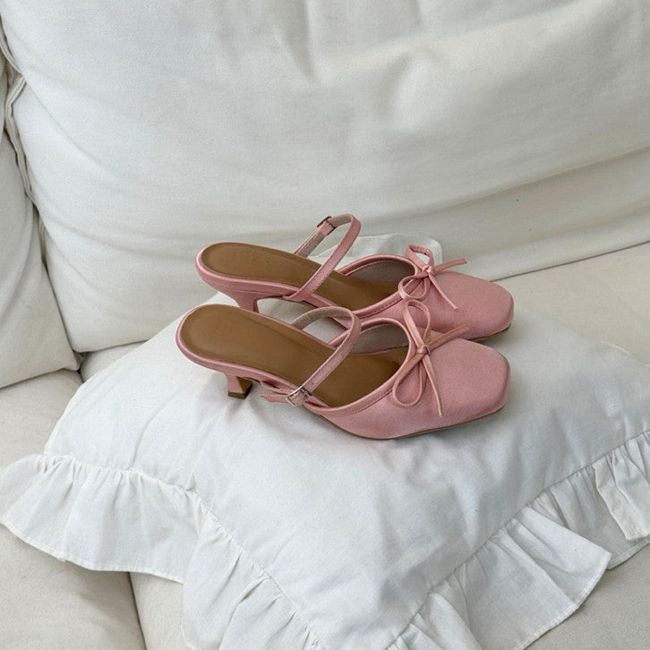Cerise Bow Kitten Heel
