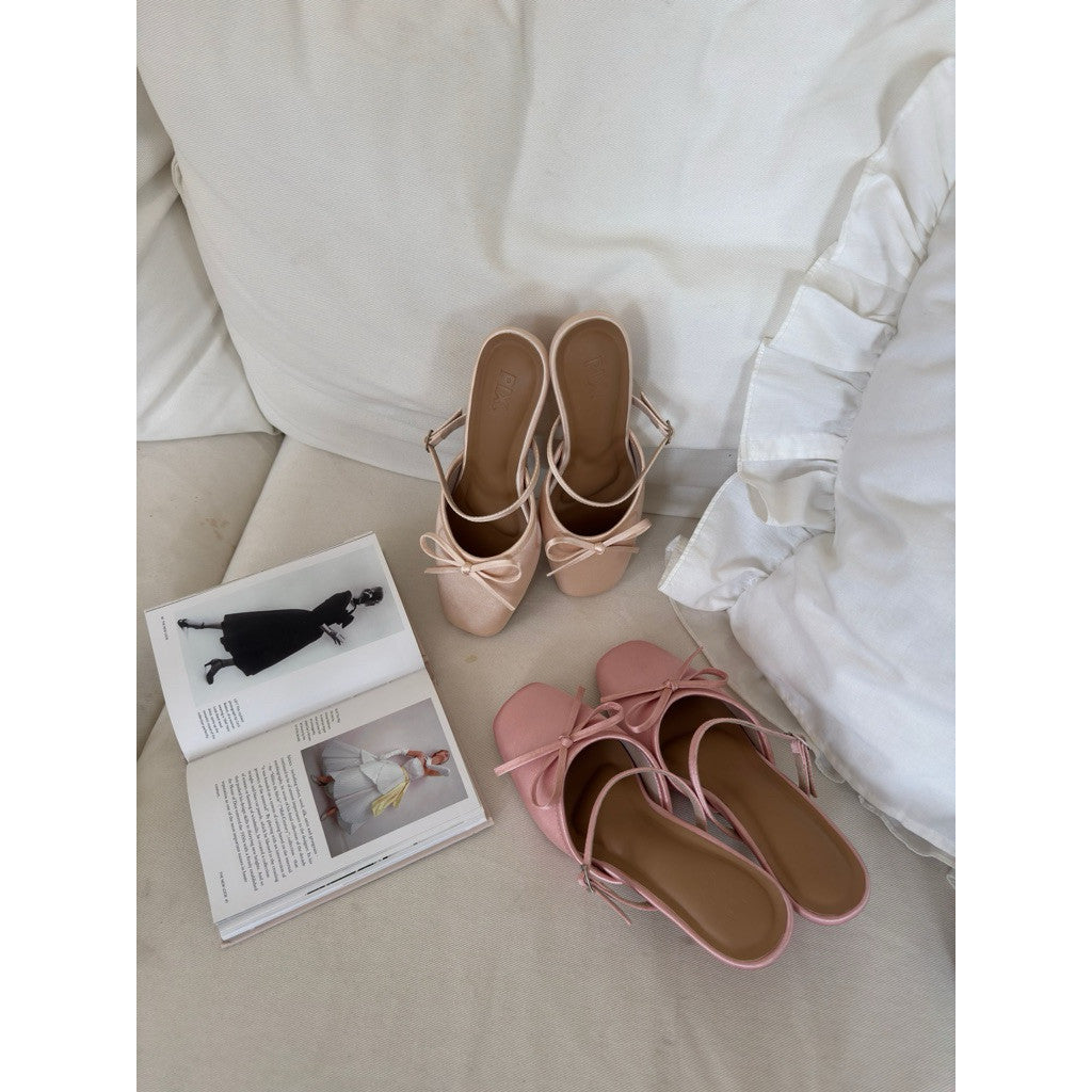 Cerise Bow Kitten Heel